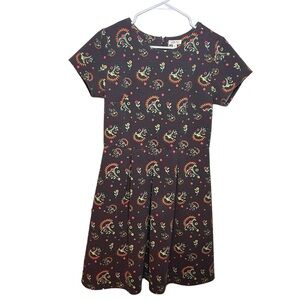 MATILDA JANE Brown Maja Ponte Short Sleeve Pleated Midi Dress Medium